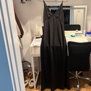 Chic Black Satin Maxi Dress